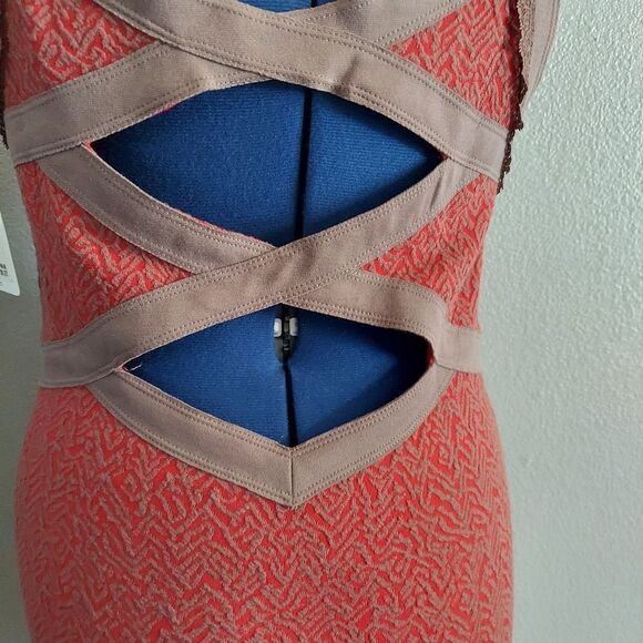 Womens Free People Cross My Heart Bodycon Dress Cutt Out Back Size Medium - Picture 6 of 12